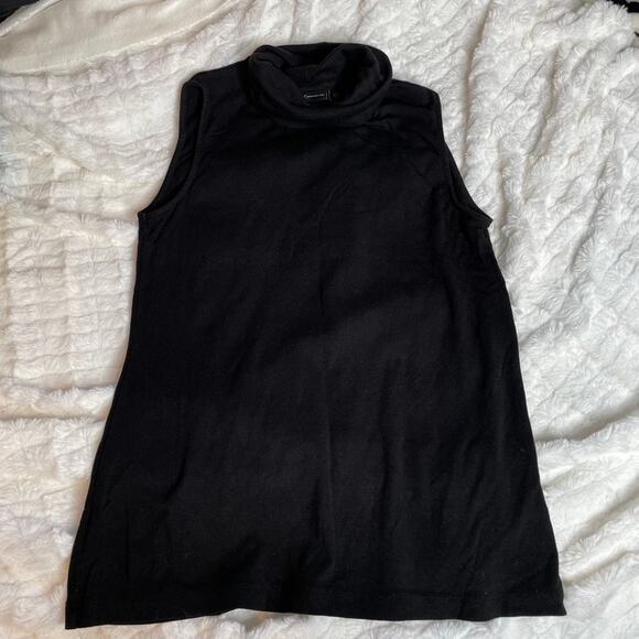 JNY JONES NEW YORK Medium Sleeveless Turtleneck‎ Tank Top Blouse Black - Picture 1 of 2